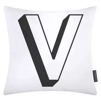 Наволочка на подушку Magma из хлопка с буквами белая 40х40 см, буква V Magma - Heimtex