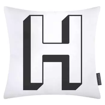 Наволочка на подушку Magma из хлопка с буквами белая 40х40 см, буква H Magma - Heimtex