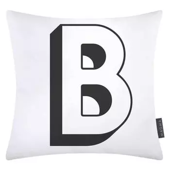 Наволочка на подушку Magma из хлопка с буквами белая 40х40 см, буква Б Magma - Heimtex