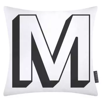 Наволочка на подушку Magma из хлопка с буквами белая 40х40 см, буква М Magma - Heimtex