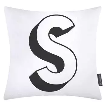Наволочка на подушку Magma из хлопка с буквами белая 40х40 см, буква S Magma - Heimtex