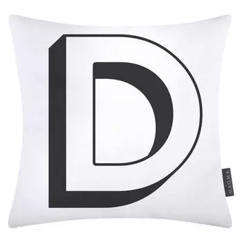 Наволочка на подушку Magma из хлопка с буквами белая 40х40 см, буква D Magma - Heimtex