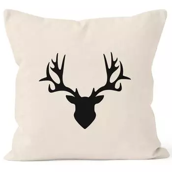 Наволочка наволочка декоративная подушка 40х40 оленьи рога хлопок MoonWorks натуральный 40см х 40см