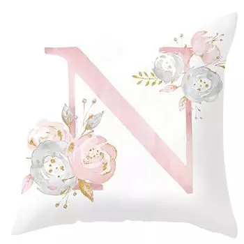 Наволочка с английским алфавитом и цветочным принтом, поясная наволочка, украшение для свадебной кровати-N Stuttg