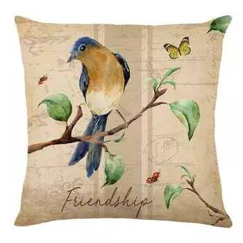 Наволочка с цветочным принтом, удобная льняная подушка для гостиной с узором бабочки, декор для автомобиля-F Stuttg