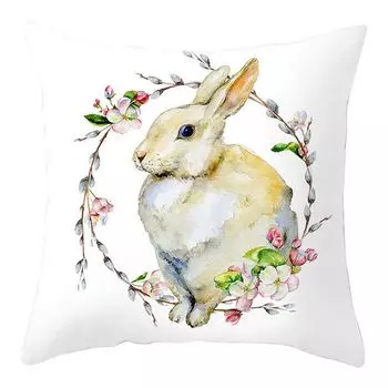 Наволочка с кроликом, разноцветные яйца, морковь, украшение для дома, полиэстер, персиковая кожа, пасхальная вечеринка, наволочка для дома-F Stuttg