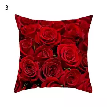 Наволочка с квадратным узором розы, полиэстер, персиковая кожа, чехол для подушки на день Святого Валентина, домашний декор-3 Stuttg