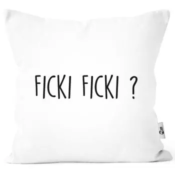 Наволочка с надписью Ficki Ficki? Забавный ироничный мотив, подарок для партнера, чехол для подушки, декоративная подушка из хлопка MoonWorks, белый, унисейз