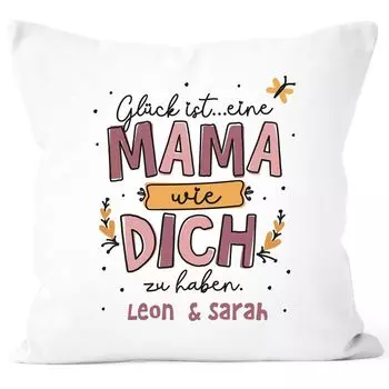 Наволочка с надписью «Счастье — это иметь такую маму, как ты», персонализированный подарок с именем ребенка ко Дню матери SpecialMe бело-розовый 40см x 40см