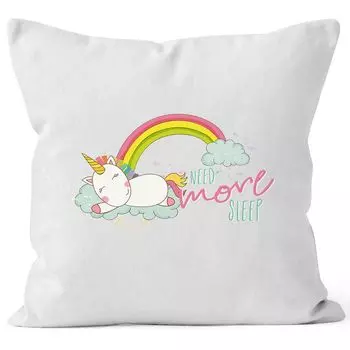 Наволочка, спящий единорог на облаке, нужно больше спать, спящий Единорог говорит, 40х40, хлопок MoonWorks, белый, униразмер