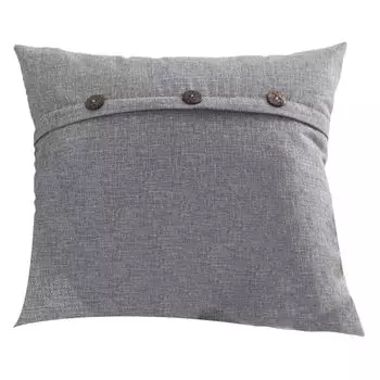 Наволочка, светлая роскошная двойная игольная койра с пуговицами, дизайн квадратной формы, льняная декоративная наволочка для гостиной, серая Stuttg