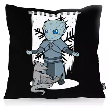 Наволочка VOID Chibi Night King, чехол для подушки, полиэстер, водонепроницаемые белые ходунки для улицы и дома, размер подушки: 80 x 80 см, цвет подушки: черный