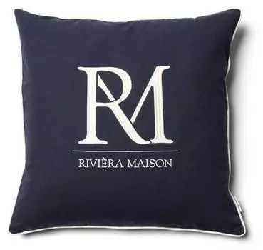 Наволочка вензель Rivira Maison, синий