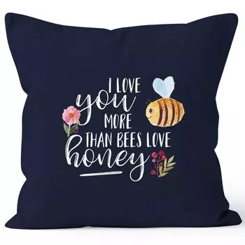 Наволочка Я люблю тебя больше, чем пчелы любят мед Я люблю тебя больше, чем пчелы любят мед 40x40 хлопок MoonWorks темно-синий 40см x 40см