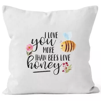 Наволочка Я люблю тебя больше, чем пчелы любят мед Я люблю тебя больше, чем пчелы любят мед 40х40 хлопок MoonWorks белый 40см x 40см