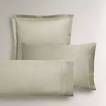 Наволочка Zara Home 300 Thread Count Sateen With Trim, серовато-зеленый
