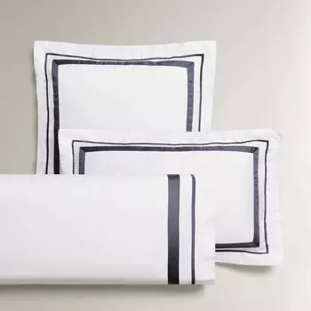 Наволочка Zara Home Border, белый/синий