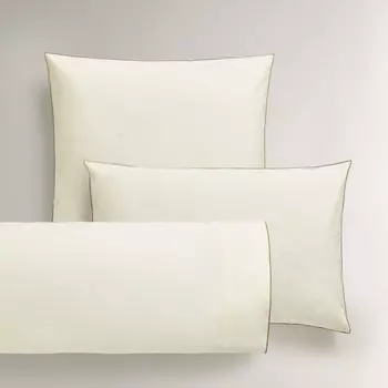 Наволочка Zara Home Cotton Percale, 300 г/м, экрю/хаки