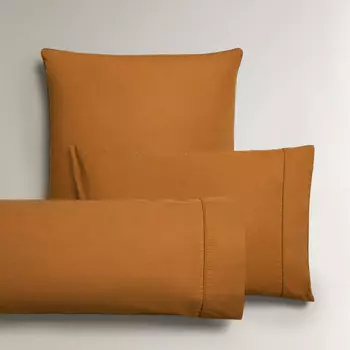 Наволочка Zara Home Cotton Percale, 300 г/м, коричнево-оранжевый