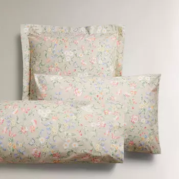 Наволочка Zara Home Floral Print, устрично-белый