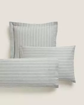 Наволочка Zara Home Striped Flannel, серый /бежевый
