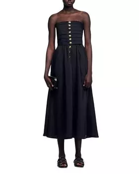 Назарет Длинное Бюстье Платье Sandro, черный