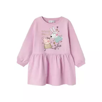 Название It спортивное платье «NMFAMIRA PEPPAPIG LS SWE DRESS BRU CPLG» Name It, цвет Pastel Lavender