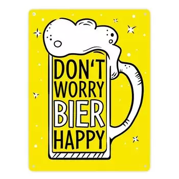 Не волнуйтесь, пиво счастливо - металлический знак с мотивом пивной кружки speecheese