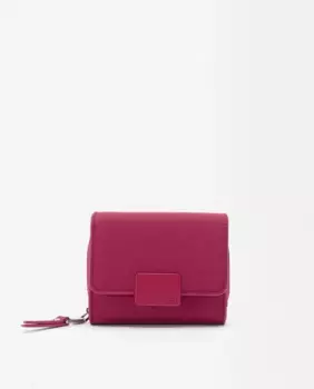 Небольшая однотонная женская визитница с застежкой на пуговицы и отделением для монет Parfois, фуксия