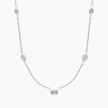 Небольшое колье с бриллиантами из белого золота 14 карат (1/2 карата). Blue Nile