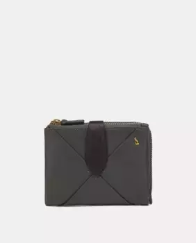 Небольшой кожаный кошелек на молнии и застежке Abbacino, серый