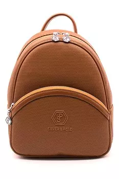 Небольшой рюкзак из экокожи с рельефом Silver&Polo, коричневый