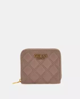 Небольшой стеганый кошелек на молнии бежевого цвета Guess, бежевый