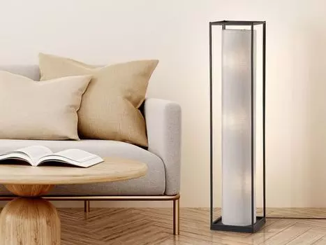 Небольшой торшер 114,5 см, черный/белый, с льняным абажуром и регулируемой светодиодной подсветкой meineWunschleuchte