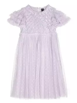 NEEDLE & THREAD KIDS платье из тюля Heart Lattice, фиолетовый
