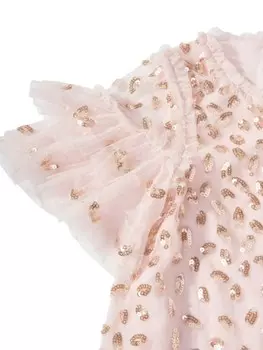 NEEDLE & THREAD KIDS платье из тюля, украшенное пайетками, розовый