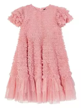 NEEDLE & THREAD KIDS платье из тюля с оборками, розовый
