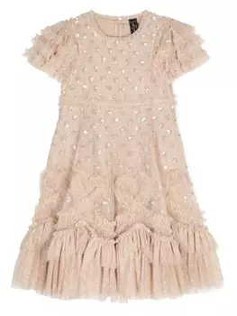 NEEDLE & THREAD KIDS платье Love Letter из тюля, коричневый