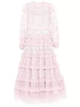 Needle & Thread кружевное платье, розовый
