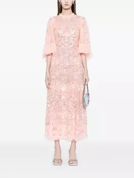 Needle & Thread платье Garden Delight с пайетками, розовый
