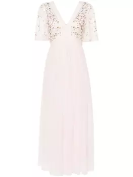 Needle & Thread платье Garland из тюля с цветочной вышивкой, розовый