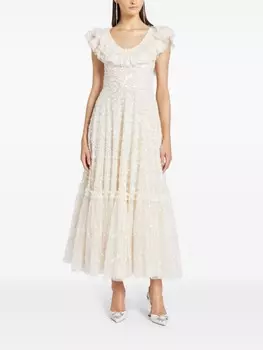 Needle & Thread платье из тюля Everthine, украшенное пайетками, нейтральный цвет