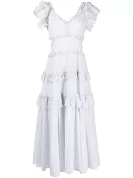 Needle & Thread платье макси из органического хлопка с английской вышивкой, синий