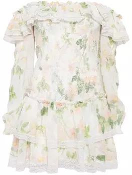 Needle & Thread платье мини Immortal Rose со сборками, белый