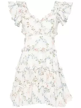 Needle & Thread платье мини с цветочным принтом, белый