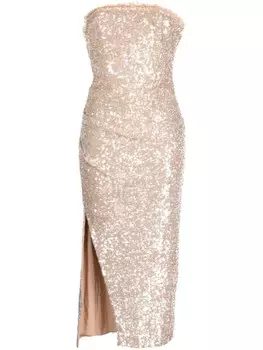 Needle & Thread платье Stellar Gloss без бретелей, коричневый