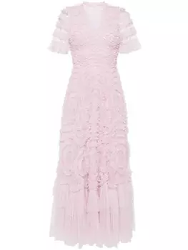 Needle & Thread платье Verity с V-образным вырезом и оборками, фиолетовый