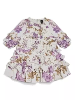 Needle & Thread платье Wisteria с оборками и цветочным принтом, розовый