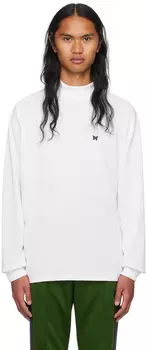 NEEDLES Белая футболка с длинным рукавом с вышивкой