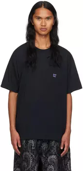 NEEDLES Черная футболка с вышивкой